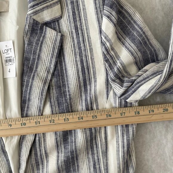 NWT Loft Outlet Womens Blue& White Striped Long Sleeve Pant Suit Blazer Size 4 - Picture 5 of 8